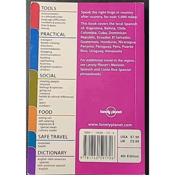 Lonely Planet Latin American Spanish Phrasebook Paperback Travel Guide - Picture 2 of 6